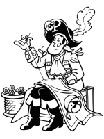 A coloring page of piet piraat